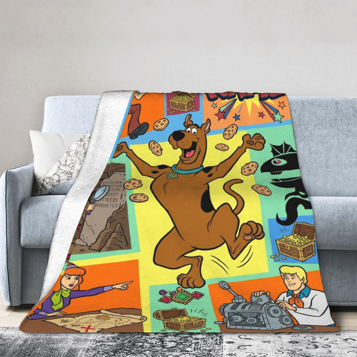 Personalized Snack Comic Blanket, Custom Dog Throw, Retro Cartoon Kids Bedding, Cozy Playroom Decor, Birthday Gift for Son Daughter Fleece
