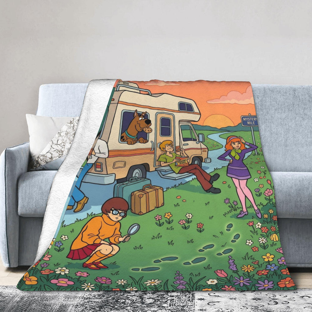 Personalized RV Camping Blanket, Custom Dog Throw, Camper Van Road Trip Bedding, Cozy Room Decor, Birthday Gift for Kids Son Daughter Fleece