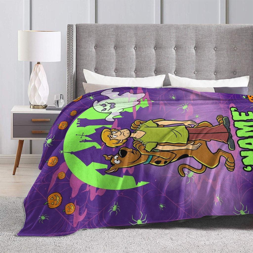 Personalized Halloween Mystery Blanket, Custom Dog Throw, Spooky Cartoon Room Decor, Cozy Birthday Gift for Kids Son, Fall Fleece Bedding