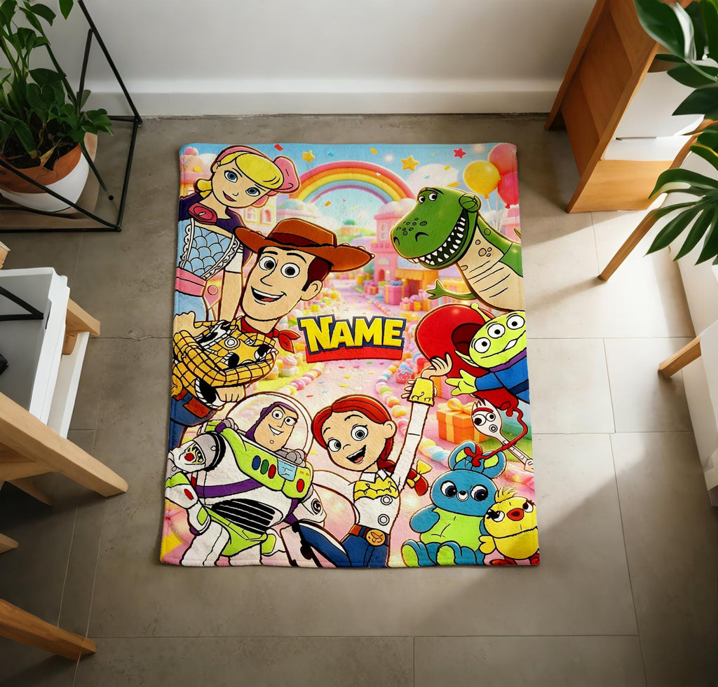 Toy Story Character Blanket Soft Throw, Personalized Name Cover for Boys Girls