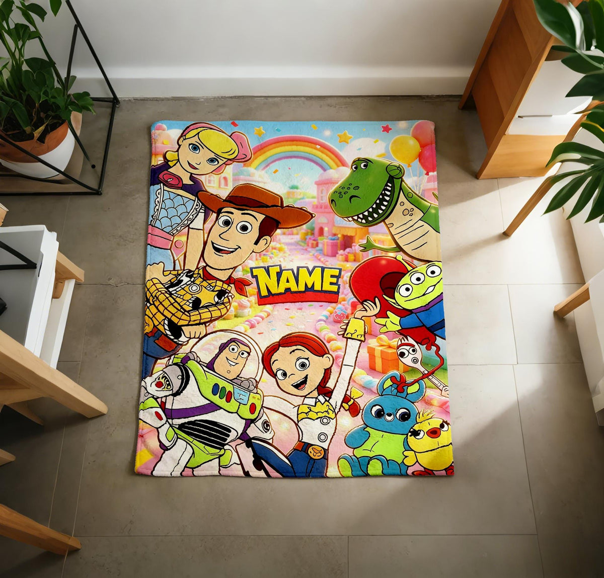 Toy Story Character Blanket Soft Throw, Personalized Name Cover for Boys Girls