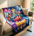 Custom Name Cars Blanket Soft Throw, Magical Racing Kid Celebration Gift