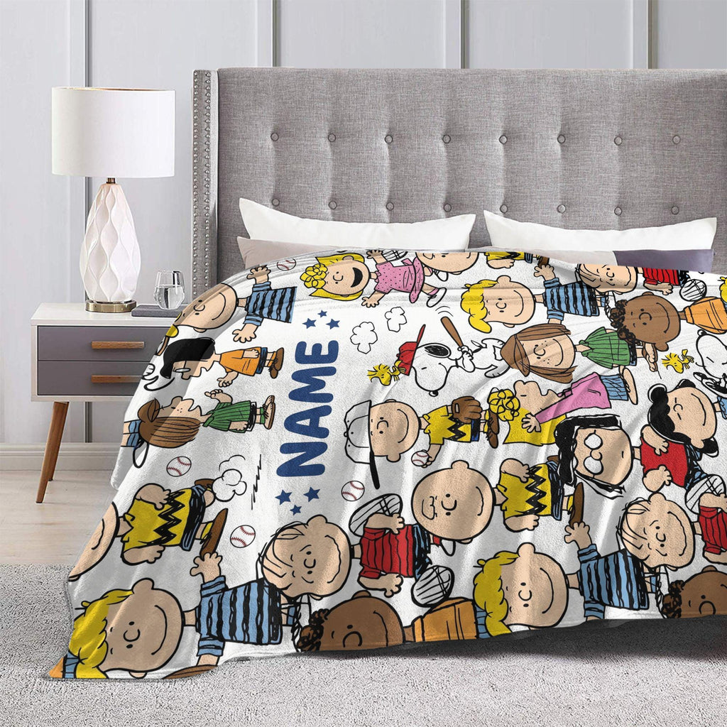 Personalized Comic Hound & Friends Flannel Blanket, Custom Name Retro Gang Throw, Wholesome Dog Bedding, Nostalgic Birthday Gift