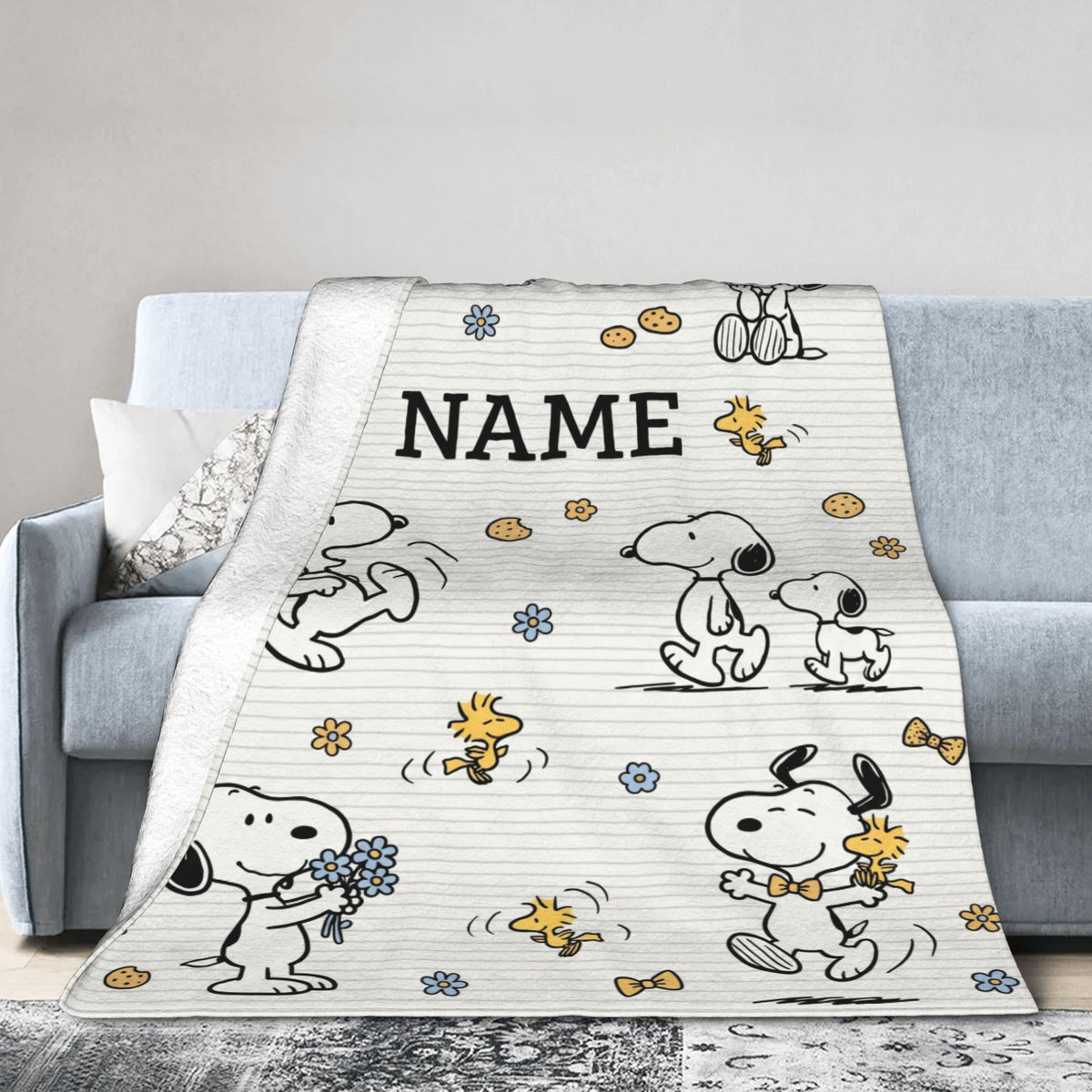 Personalized Sweet Cookies Hound Flannel Blanket, Custom Bakery Puppy Throw, Chocolate Chip Nursery Bedding, Cute Baby Shower Gift for Kids