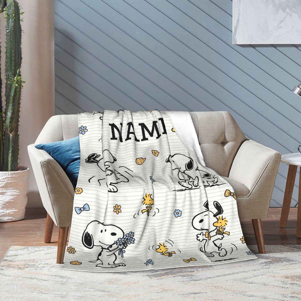 Personalized Sweet Cookies Hound Flannel Blanket, Custom Bakery Puppy Throw, Chocolate Chip Nursery Bedding, Cute Baby Shower Gift for Kids