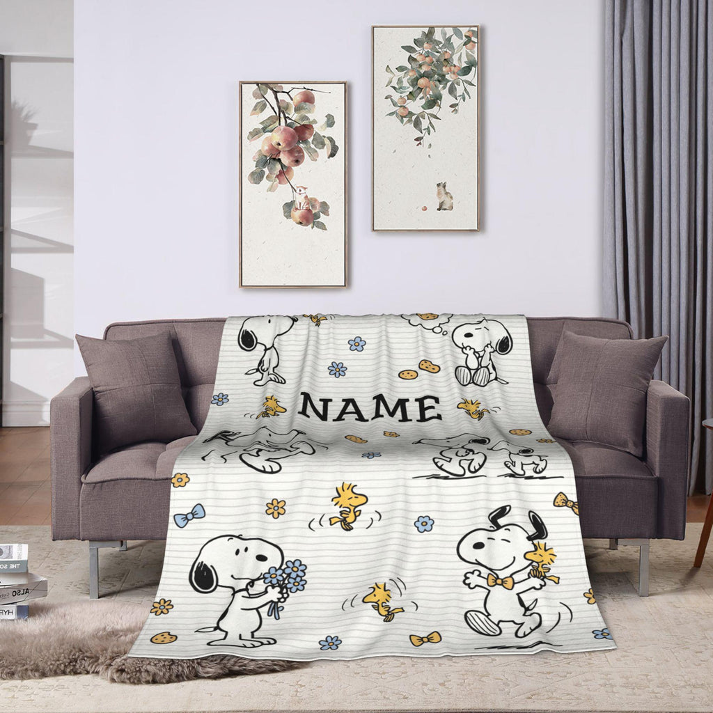 Personalized Sweet Cookies Hound Flannel Blanket, Custom Bakery Puppy Throw, Chocolate Chip Nursery Bedding, Cute Baby Shower Gift for Kids