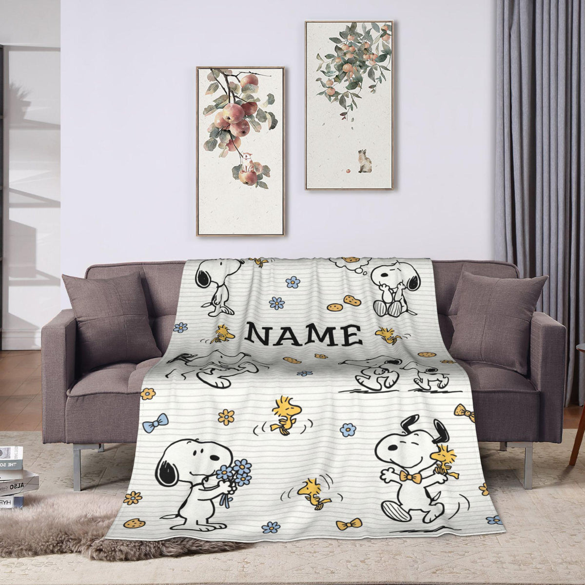 Personalized Sweet Cookies Hound Flannel Blanket, Custom Bakery Puppy Throw, Chocolate Chip Nursery Bedding, Cute Baby Shower Gift for Kids