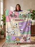 Custom Photo Collage Beagle Flannel Blanket, Personalized Picture Kids Cartoon Throw, Cute Memory Bedding, Birthday Gift for Boys Girls