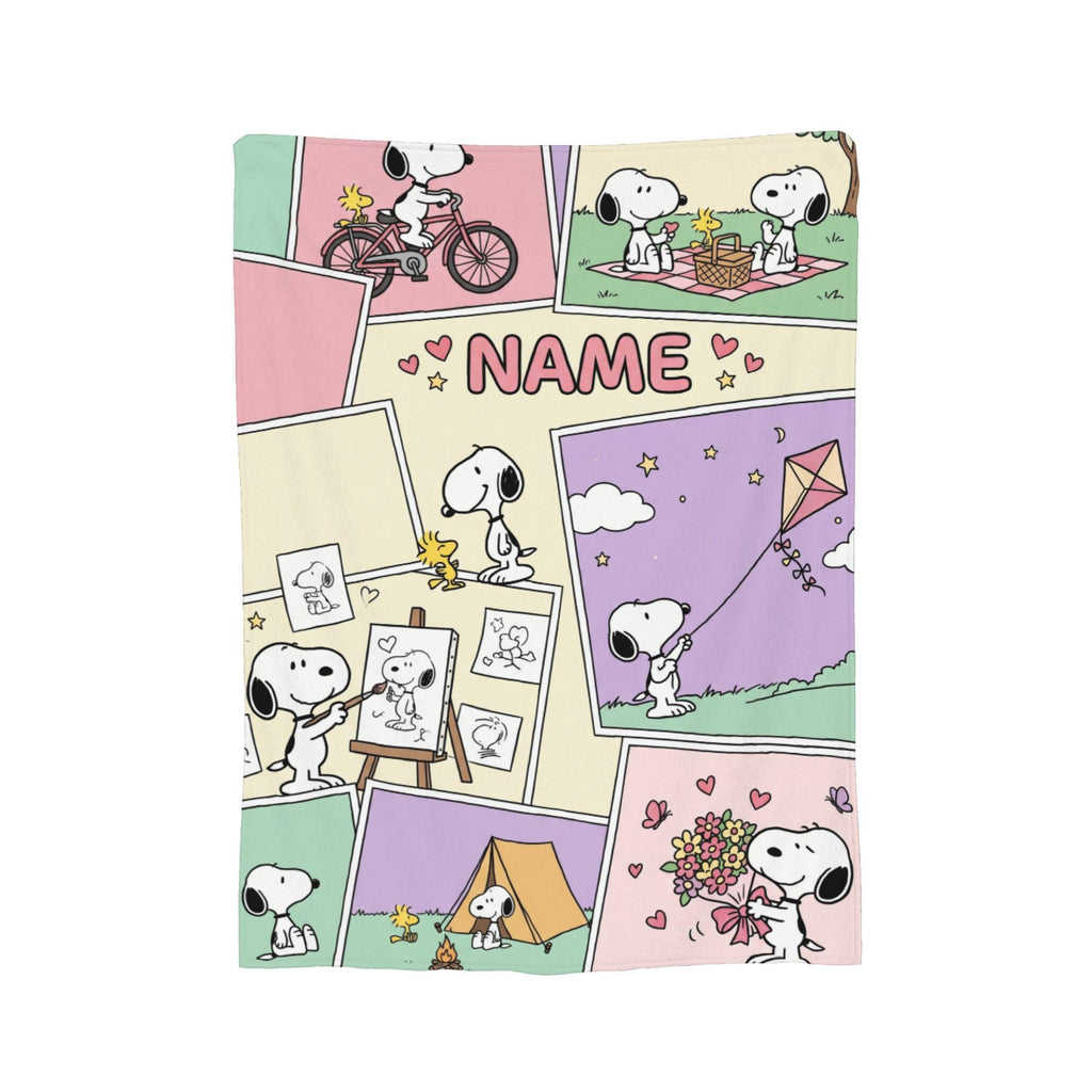 Custom Photo Collage Beagle Flannel Blanket, Personalized Picture Kids Cartoon Throw, Cute Memory Bedding, Birthday Gift for Boys Girls