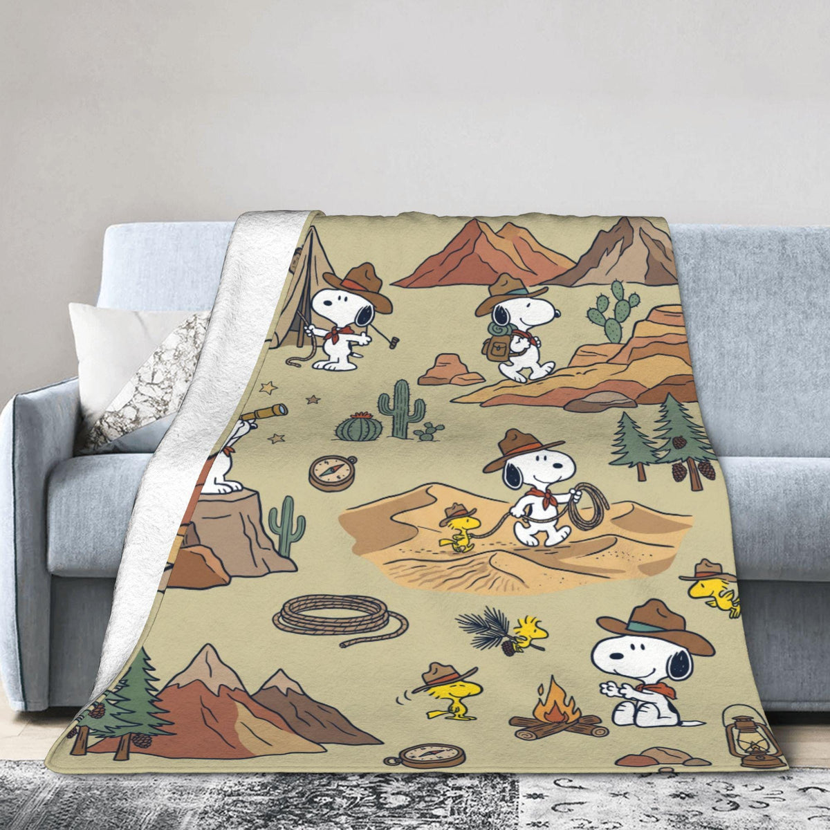 Personalized Scout Adventure Beagle Blanket, Custom Trail Leader Hound Throw, Mountain Forest Bedding, Outdoor Gift for Boy Girl Camper