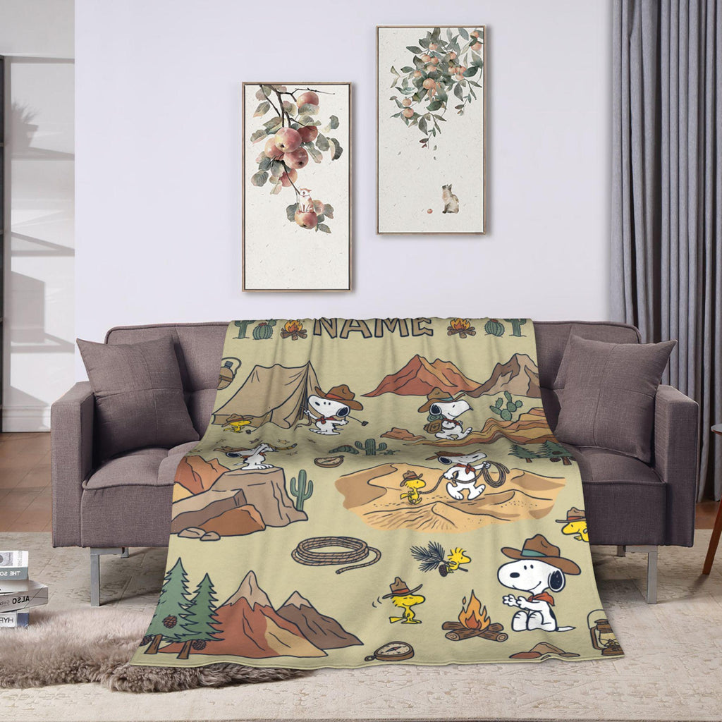 Personalized Scout Adventure Beagle Blanket, Custom Trail Leader Hound Throw, Mountain Forest Bedding, Outdoor Gift for Boy Girl Camper