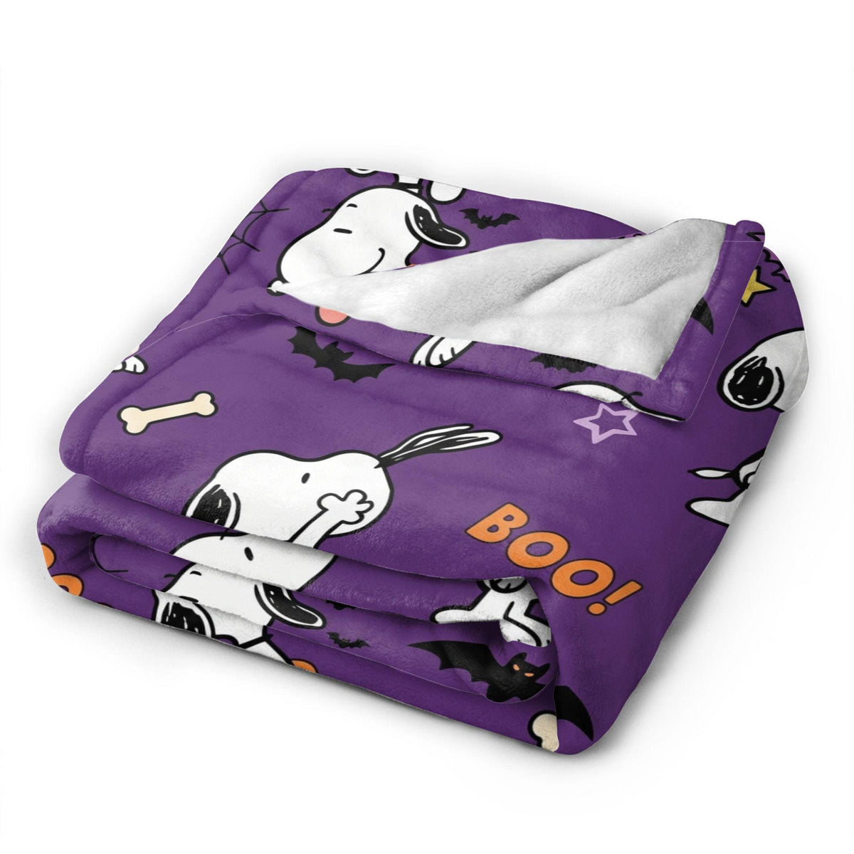 Personalized Halloween Ghost Hound Flannel Blanket, Custom Spooky Boo Comic Throw, Jack-O-Lantern Bedding, October Gift for Kids & Besties