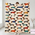 Dachshund Blanket, Wiener Dog Throw Blanket, Cute Sausage Dog Gift for Dachshund Mom Dad, Cozy Dog Lover Home Decor
