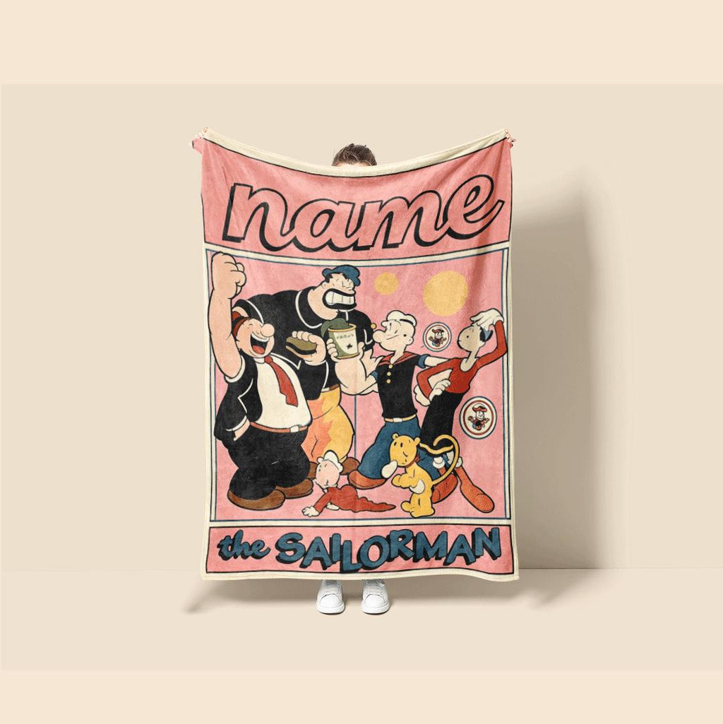 Popeye crew retro print cartoon blanket classic sofa blanket dormitory blanket Customized name all-season blankets anniversary gift