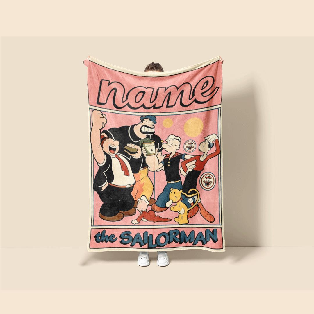 Popeye crew retro print cartoon blanket classic sofa blanket dormitory blanket Customized name all-season blankets anniversary gift