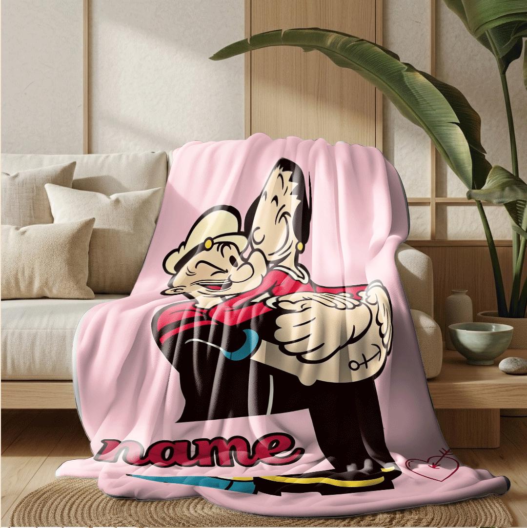 Popeye olive hug print cartoon blanket sweet single blanket portable blanket Customized name lunch break blankets valentine gift