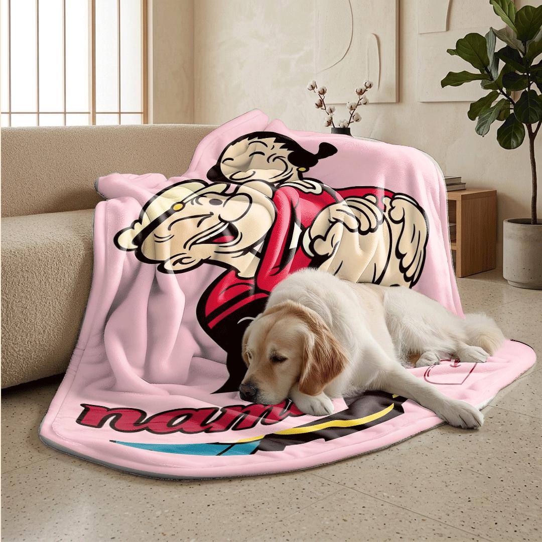 Popeye olive hug print cartoon blanket sweet single blanket portable blanket Customized name lunch break blankets valentine gift