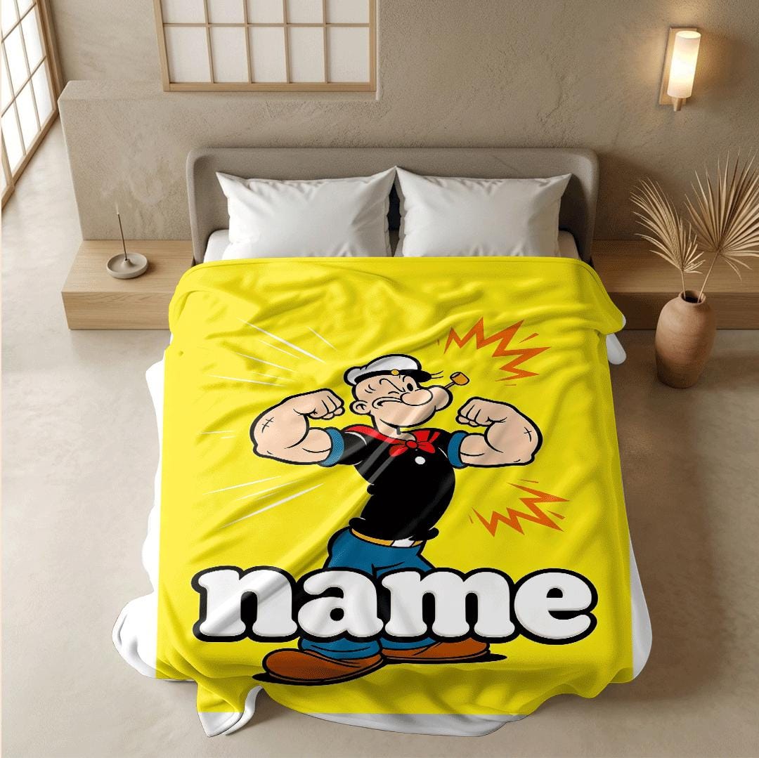 Popeye muscle pose print cartoon blanket cool kids blanket car blanket Customized name air conditioning blankets holiday gift