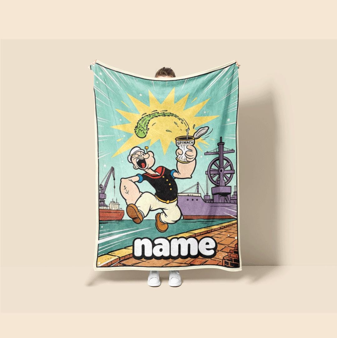 Popeye spinach dock print cartoon blanket lively sofa blanket single blanket Customized name winter warm blankets keepsake gift