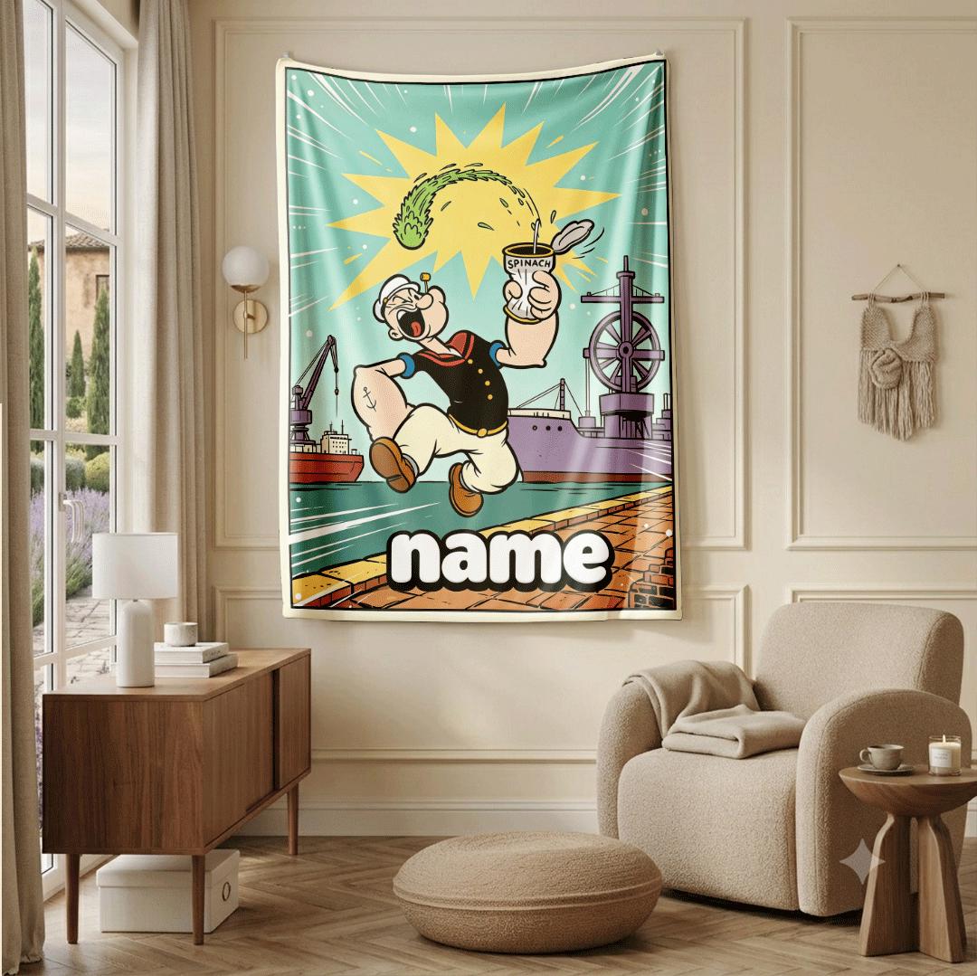 Popeye spinach dock print cartoon blanket lively sofa blanket single blanket Customized name winter warm blankets keepsake gift