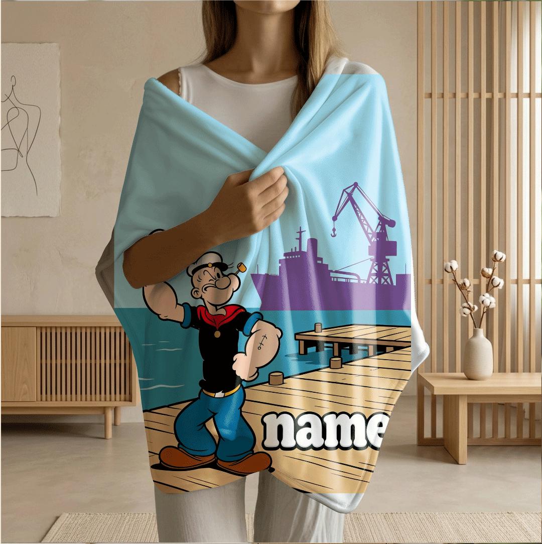 Popeye dock salute print cartoon blanket classic single blanket portable blanket Customized name nap blankets souvenir gift