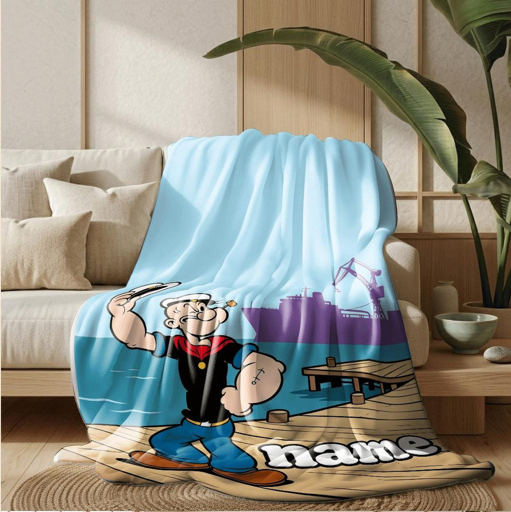 Popeye dock salute print cartoon blanket classic single blanket portable blanket Customized name nap blankets souvenir gift