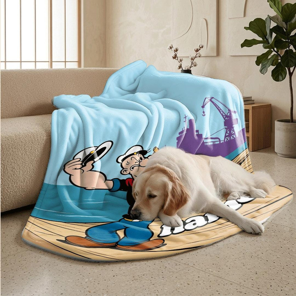 Popeye dock salute print cartoon blanket classic single blanket portable blanket Customized name nap blankets souvenir gift