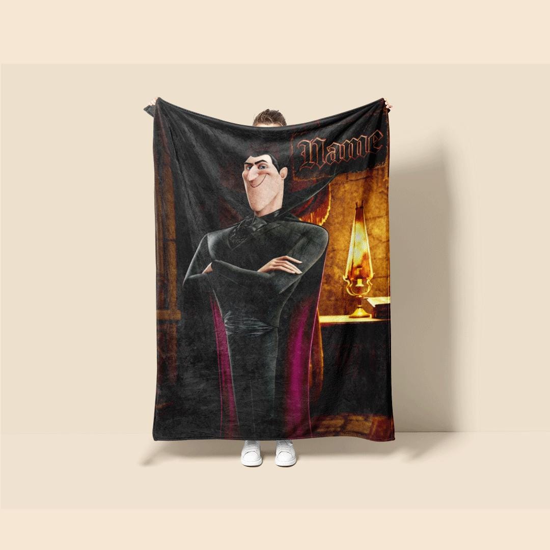 Hotel Transylvania Dracula print cartoon blanket elegant sofa blanket single blanket Customized name winter warm blankets holiday gift