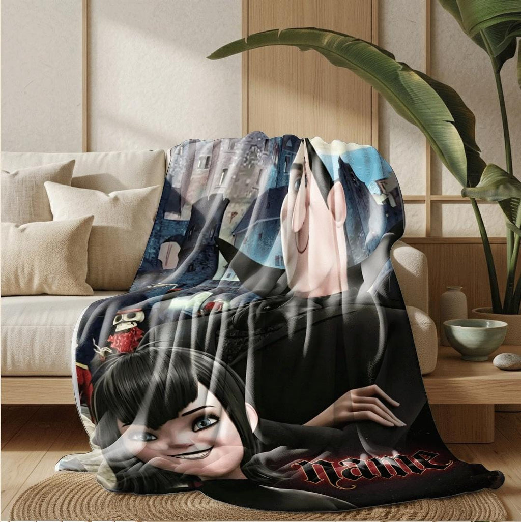 Hotel Transylvania Dracula Mavis print cartoon blanket classic sofa blanket dormitory blanket Customized name blankets birthday gift