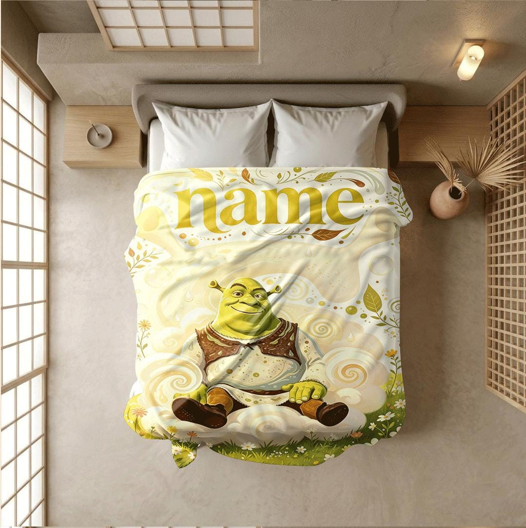 Shrek meadow cloud print cartoon blanket warm travel portable blanket car blanket Customized name lunch break blankets keepsake gift