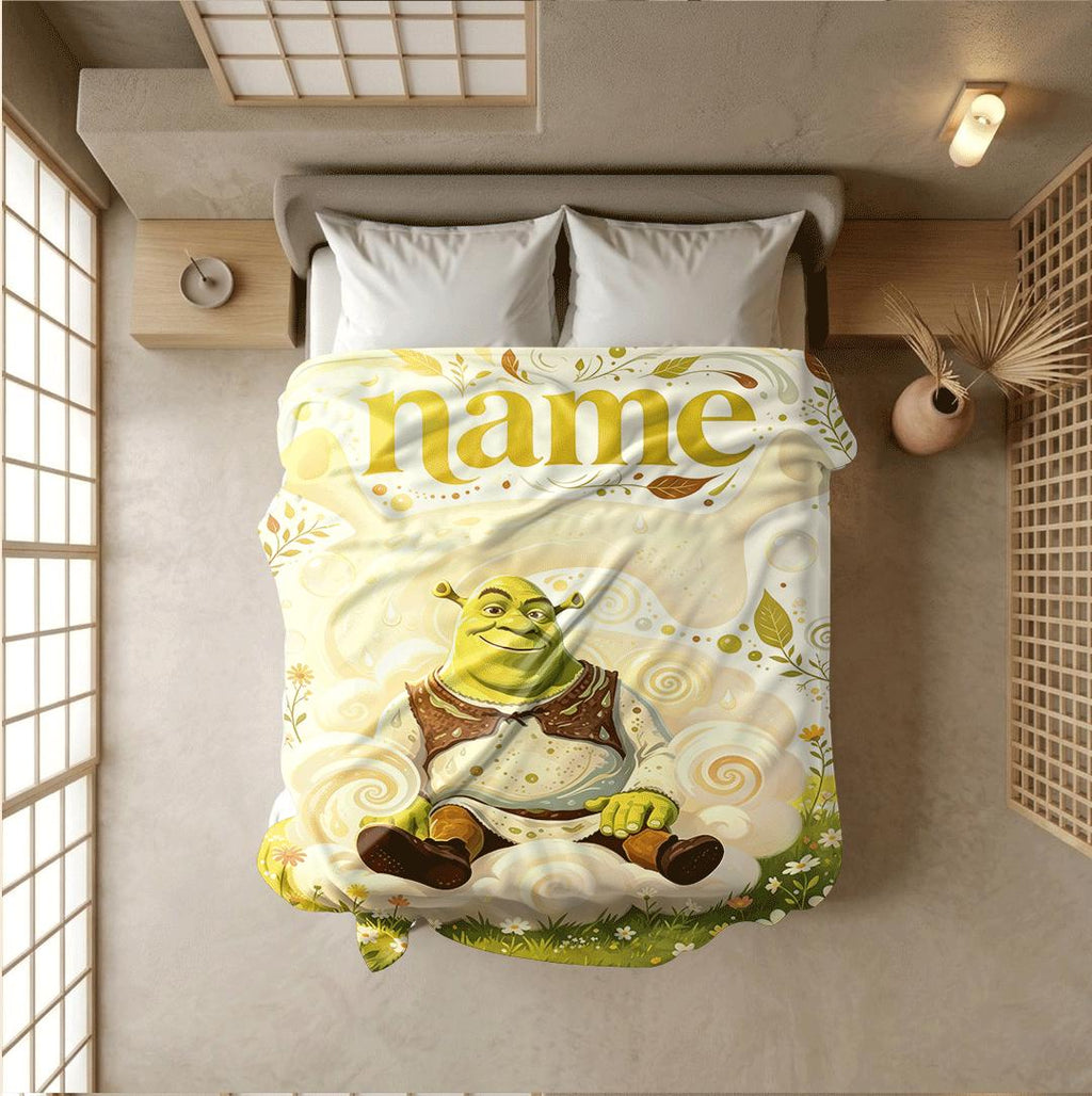 Shrek meadow cloud print cartoon blanket warm travel portable blanket car blanket Customized name lunch break blankets keepsake gift