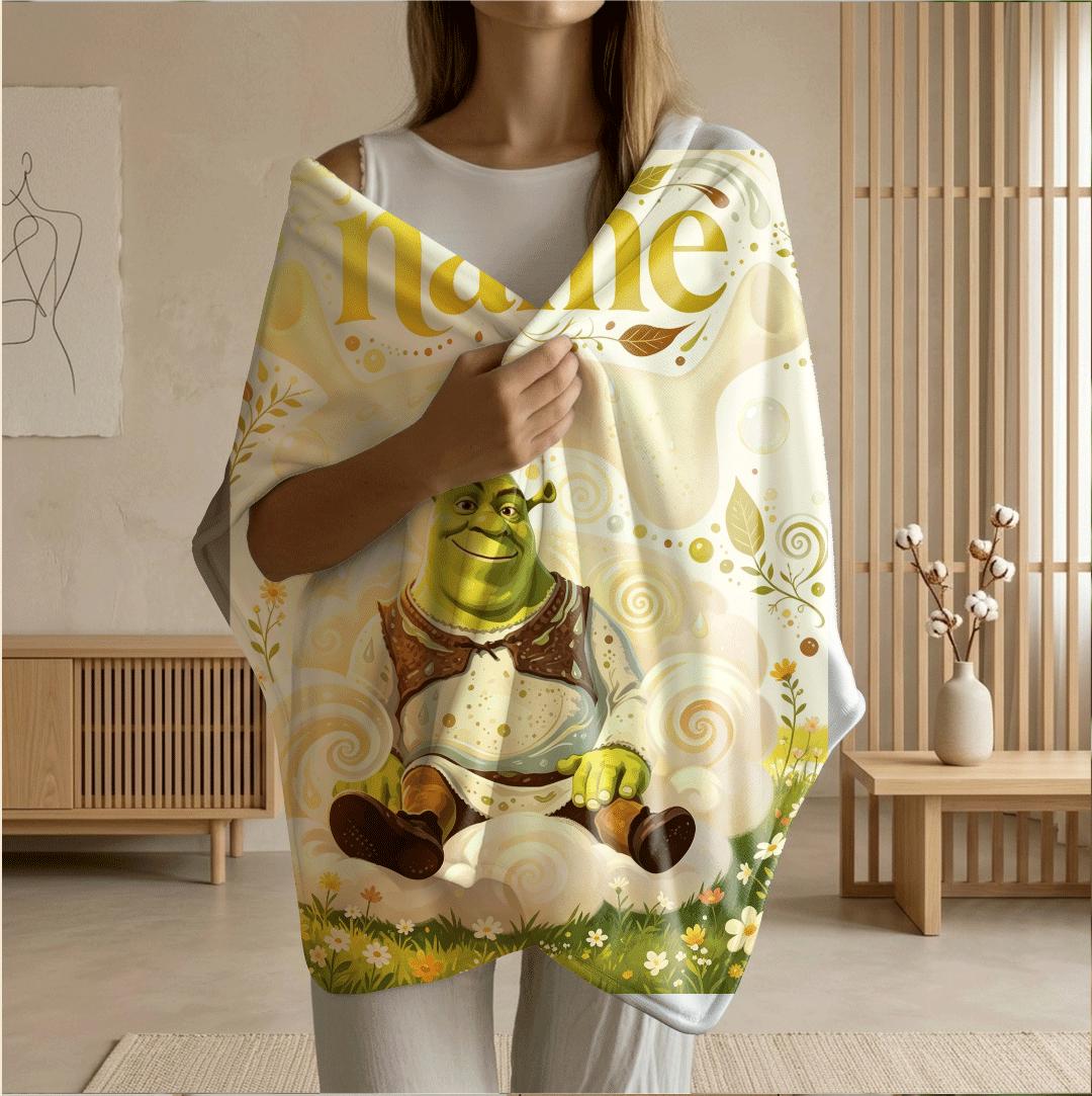 Shrek meadow cloud print cartoon blanket warm travel portable blanket car blanket Customized name lunch break blankets keepsake gift