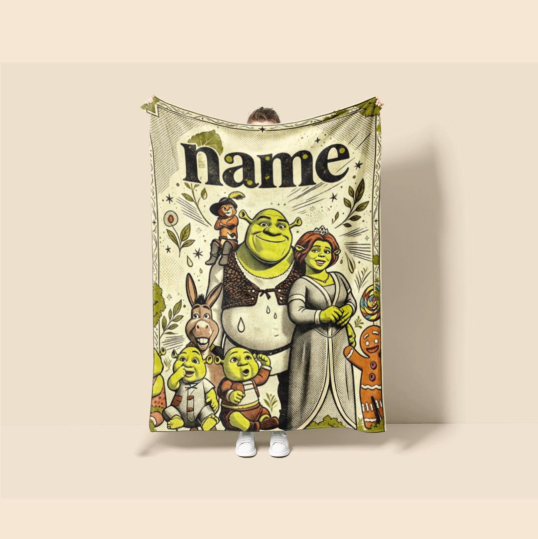 Shrek family retro print cartoon blanket vintage sofa blanket single blanket Customized name winter warm blankets party gift