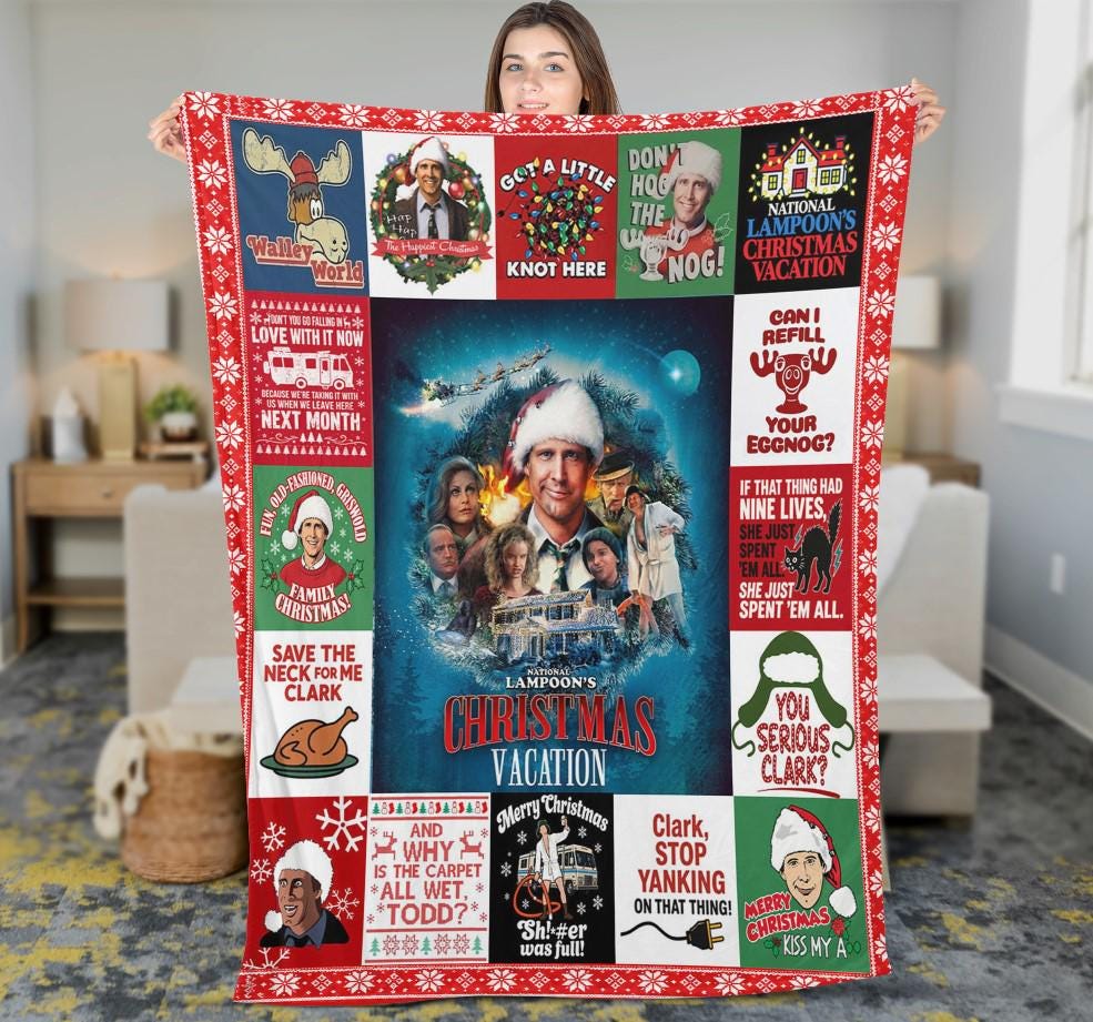 Funny Christmas Vacation Fleece Blanket, Family Christmas Holiday Movie Throw, Clark Family Xmas, Christmas Movie Gift for Movie Lovers