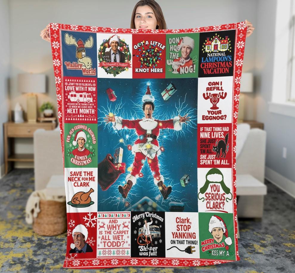 Clark National Christmas Vacation Fleece Blanket, Family Christmas Movie Throw, Clark Family Xmas, Gift for Movie Lovers, Funny Holiday