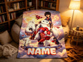Personalized Baymax Robot Fleece Blanket, Custom Name Throw, Cozy Kids Gift