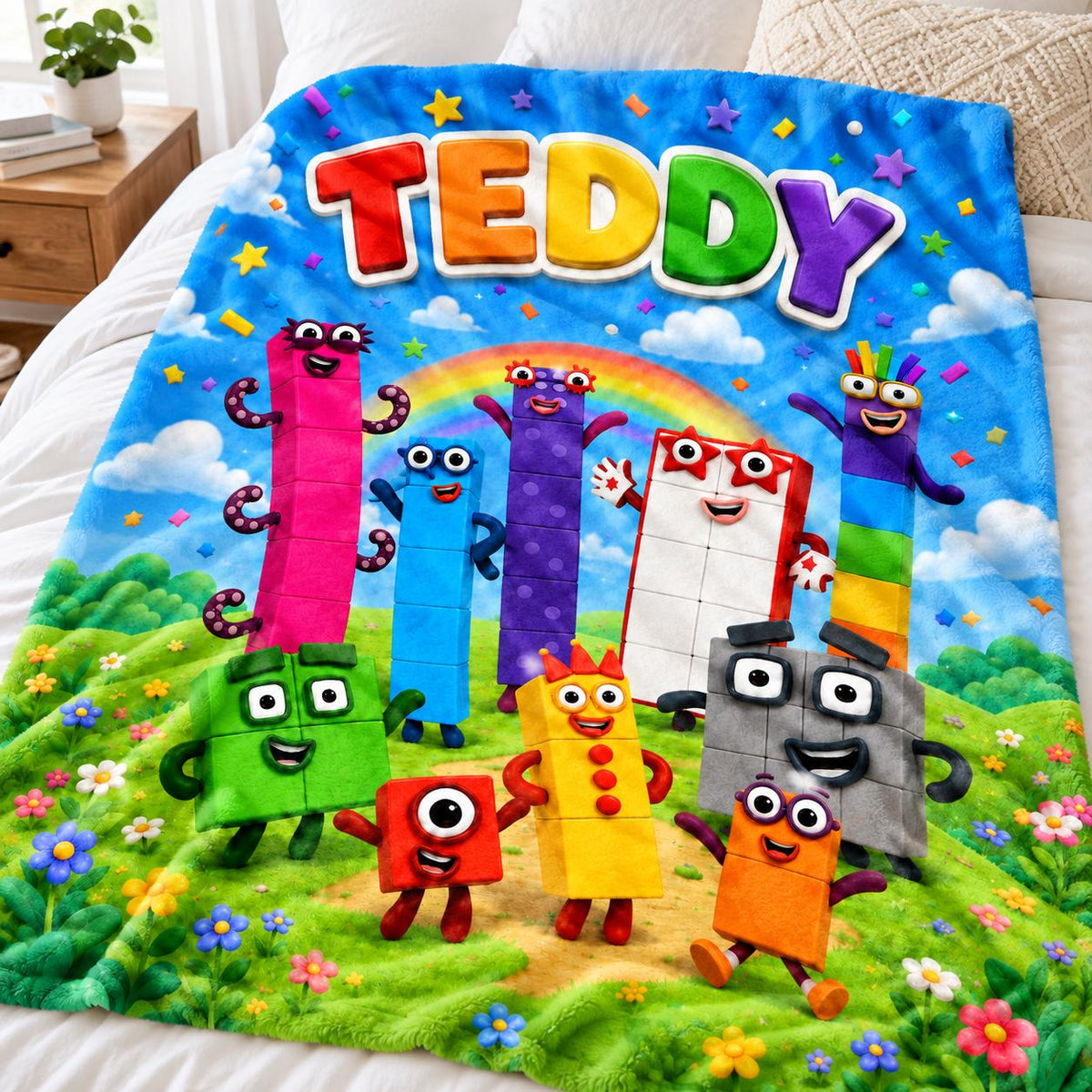 Personalized Kids Counting Blanket, Colorful Educational Plush Gift