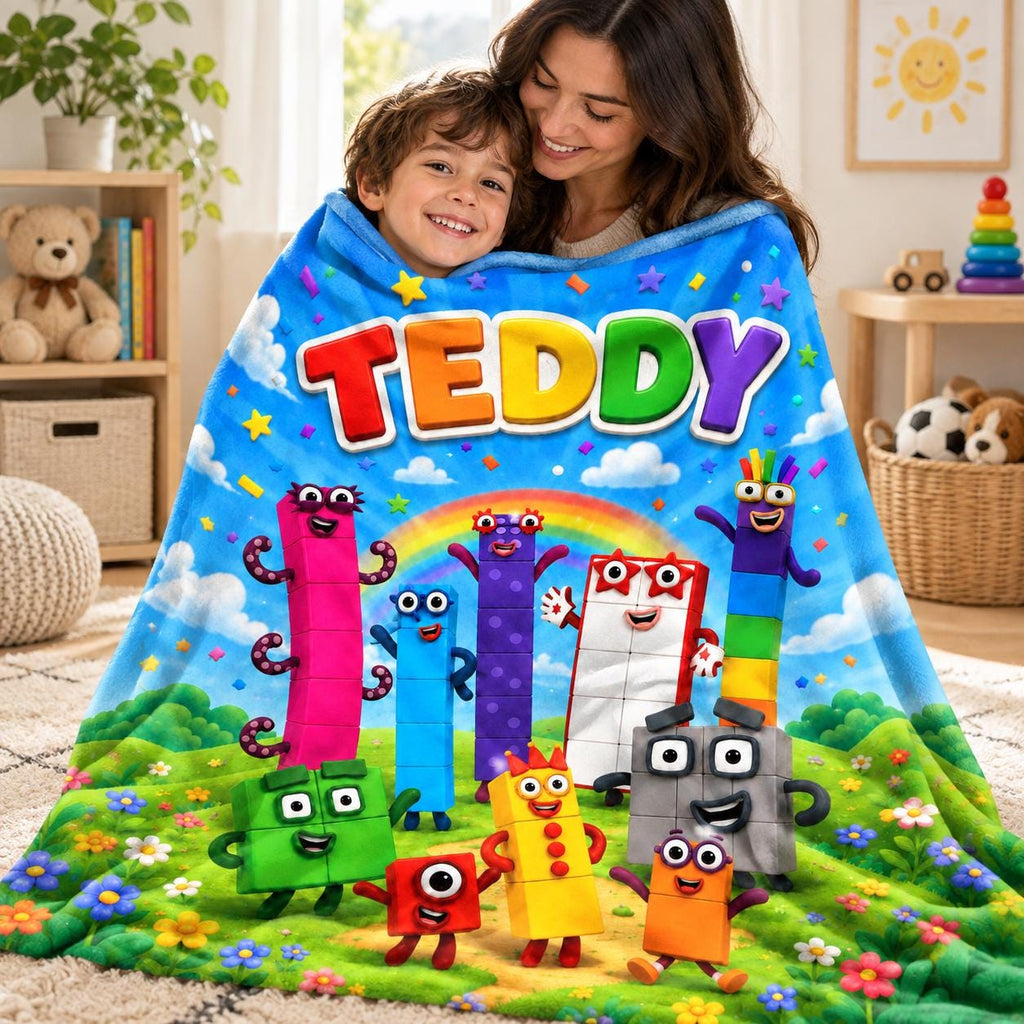 Personalized Kids Counting Blanket, Colorful Educational Plush Gift