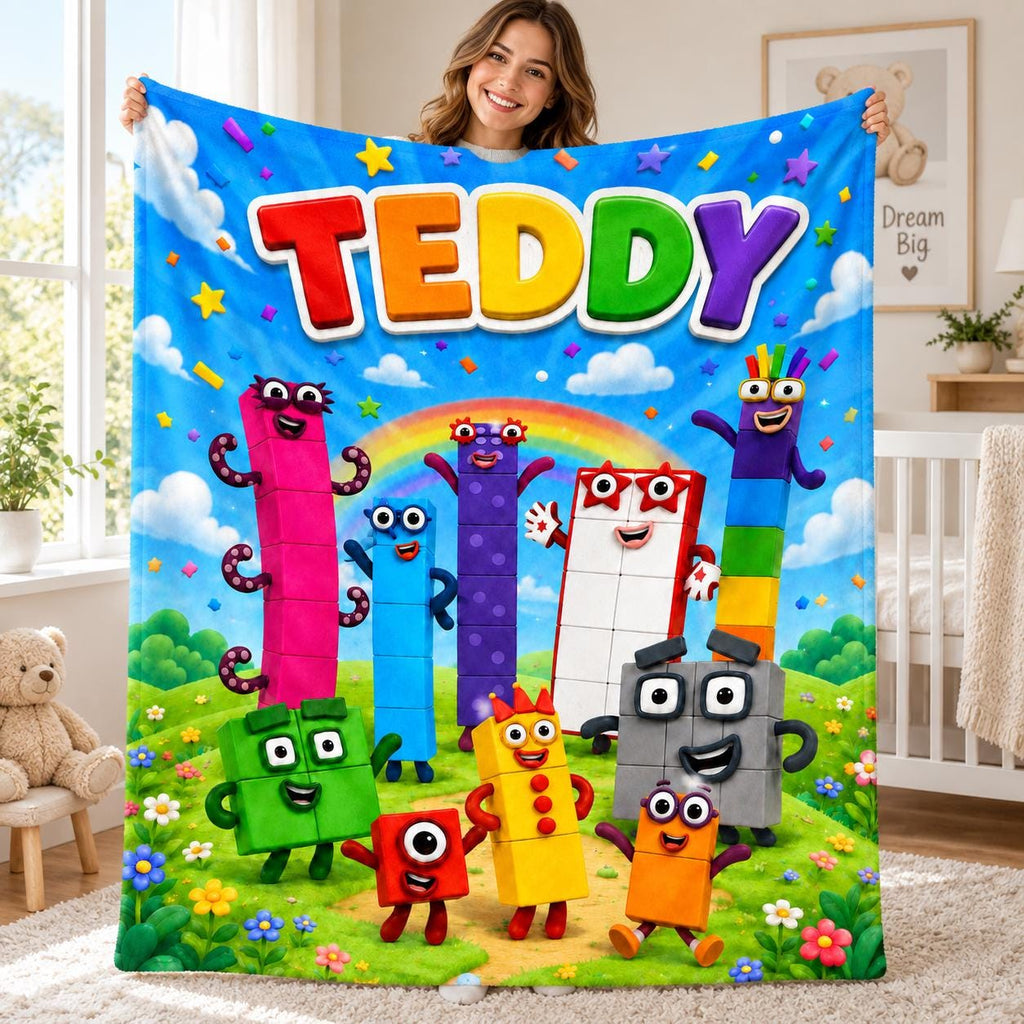 Personalized Kids Counting Blanket, Colorful Educational Plush Gift