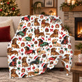Christmas Wiener Dog Blanket, Cute Dachshund Throw Blanket, Holiday Doxie Plush Blanket, Sausage Dog Xmas Gift, Dachshund Lover Decor Home