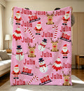 Personalized Christmas Flannel Blanket for Kids,Custom Santa Reindeer Snowman Name Blanket,Xmas Throw,Christmas Swaddle Blanket,Kid Newborn
