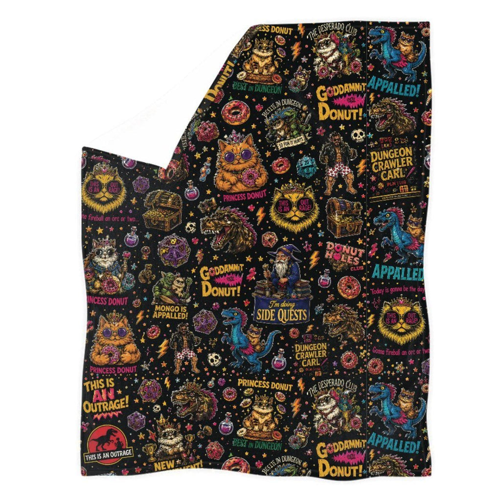 Dungeon Crawler Carl Blanket, New Achievement Princess Donut Mongo Blanket, Fantasy Reader Gift, Cozy Gamer Decor, Funny Fantasy LitRPG Gift