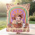 Customizable Betty Boop Boho Rainbow Flannel Blanket, Personalized Retro Throw, Cozy Birthday Gift for Her Women Mom Sister