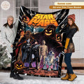 Personalized Star Wars Halloween Blanket, Custom Name Darth Vader Pumpkin Fleece Throw, Spooky Galaxy Character Blanket, Halloween Gift