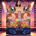 Personalized Retro Cartoon Blanket, Custom Name Flannel Throw, Food Truck Cartoon Blanket, Cozy Funny Gift for Teens and Animation Fans