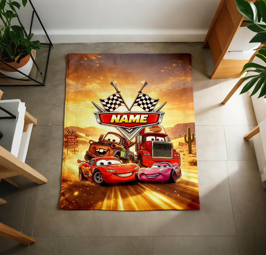 Personalized Cars Blanket Soft Throw Custom Name Kids Keepsake Birthday Gift