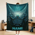 Custom Name Monster Blanket, Personalized Dragon Throw Blanket, Kaiju Inspired Kids Blanket, Fantasy Creature Gift, Cozy Sofa Blanket