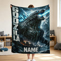Custom Monster Blanket Personalized Name Throw Blanket Giant Reptile Blanket Kids Bed Blanket Cozy Gift for Boys Room Decor