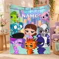 Littlest Pet Shop Blanket Personalized Name, LPS Fleece Blanket Custom Kids Gift, Cute Pet Characters Throw Blanket, Birthday Gift for Fans