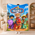 Personalized Western Dino Crew Flannel Throw, Kids Custom Name Blanket